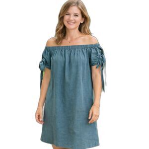 Lulu's Al Fresco Olive Green Off-the-Shoulder Mini Dress Medium Boho Style